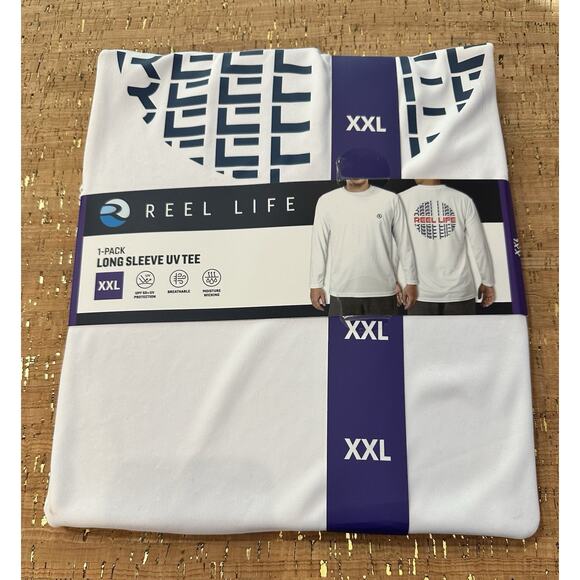 REEL LIFE Men's Long Sleeve UV Tee Size XXL White UPF 50+ NWT - Picture 1 of 5